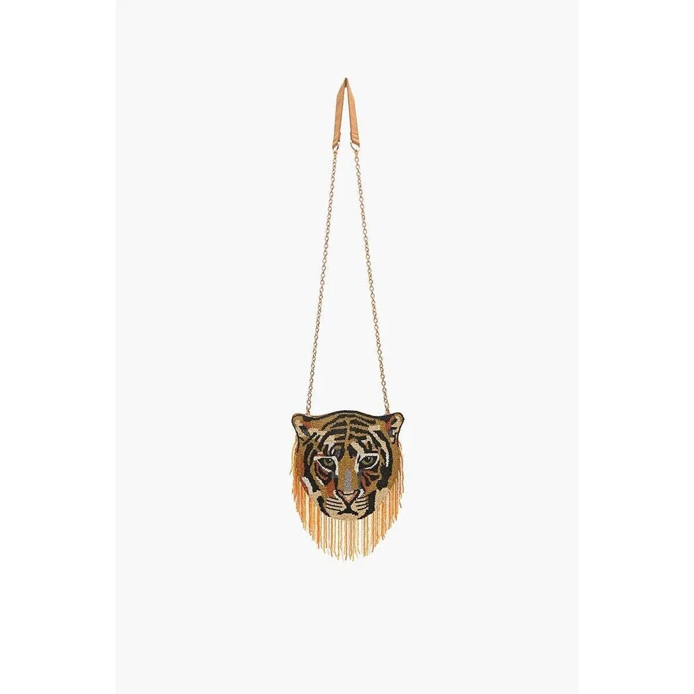 Tiger Shaped Beaded Crossbody Bag